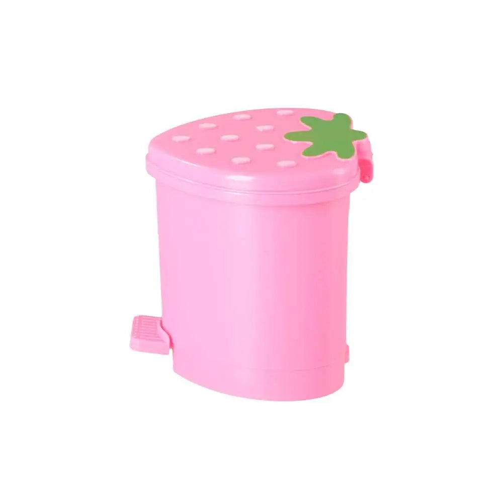 Red 1Pcs Reusable Strawberry Garbage Container Decorative With Lid Sealing Washable Trash Can Wastebasket Dustbin Trash Basket