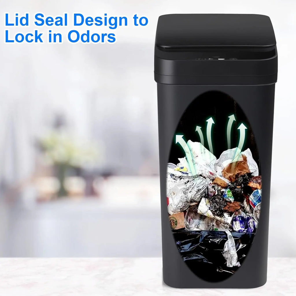 ONEKA Automatic Bathroom Gap Slim Trash Can Motion Sensor-Activated Trash Can with Lid Diaper Smart Trash Bin Kitchen Office