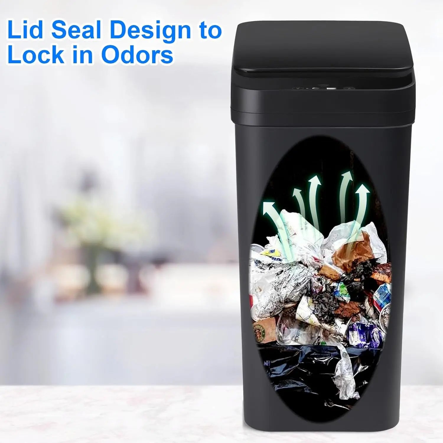 ONEKA Automatic Bathroom Gap Slim Trash Can Motion Sensor-Activated Trash Can with Lid Diaper Smart Trash Bin Kitchen Office