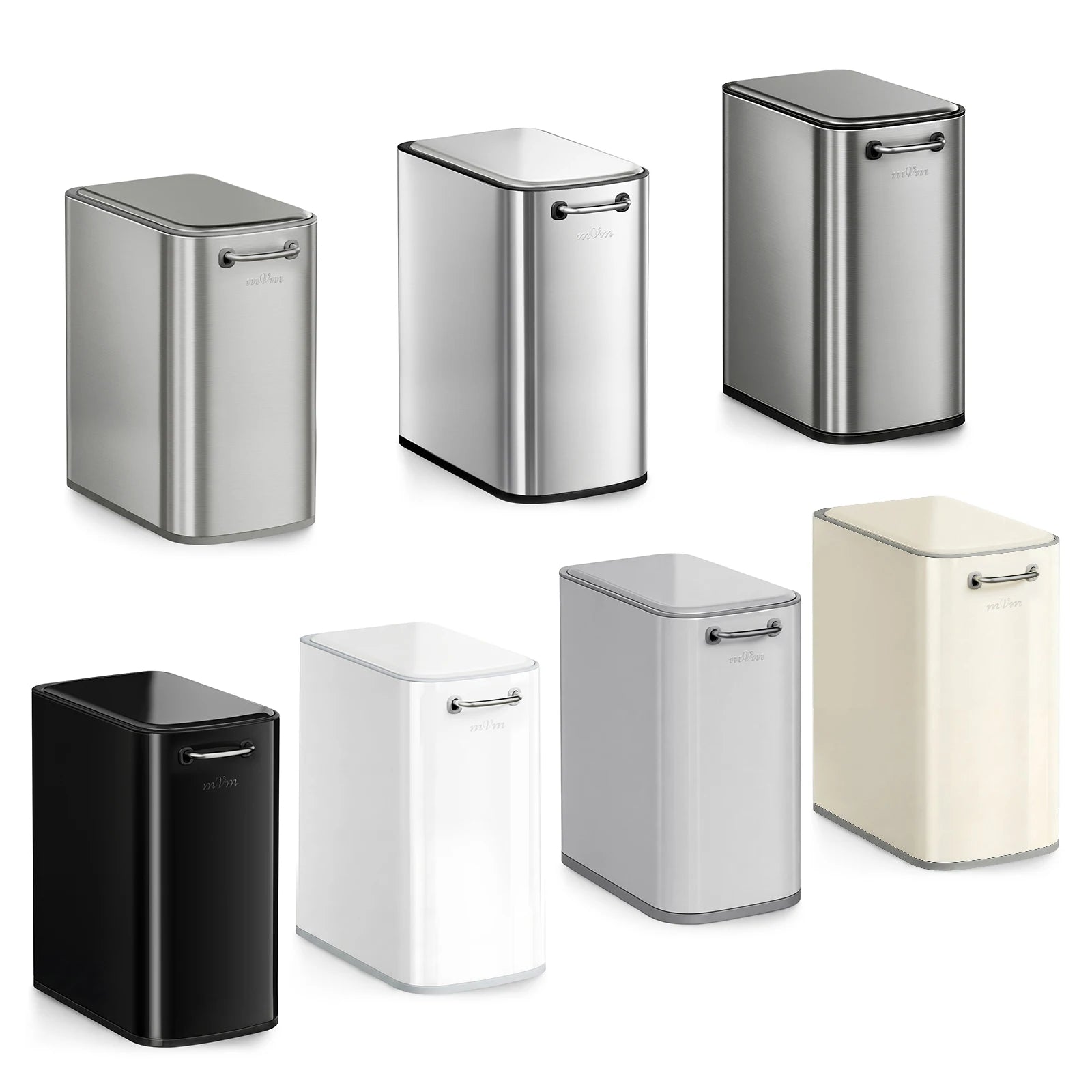 mVm Manual Opening Trash Can with Lid, 9-Liter Capacity, Slim and Stylish, Stainless Steel Material, Waterproof, Stain-Resistant
