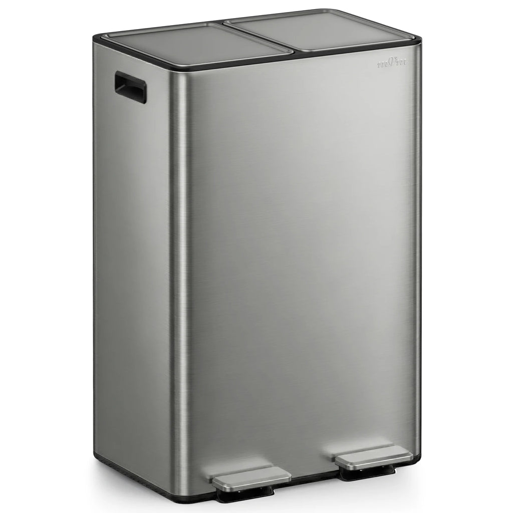 Trash Can Stainless 2 x 30L Kitchen Step Trash Bin for Recycling Waste Sorting Soft Close Lid Stainless lid