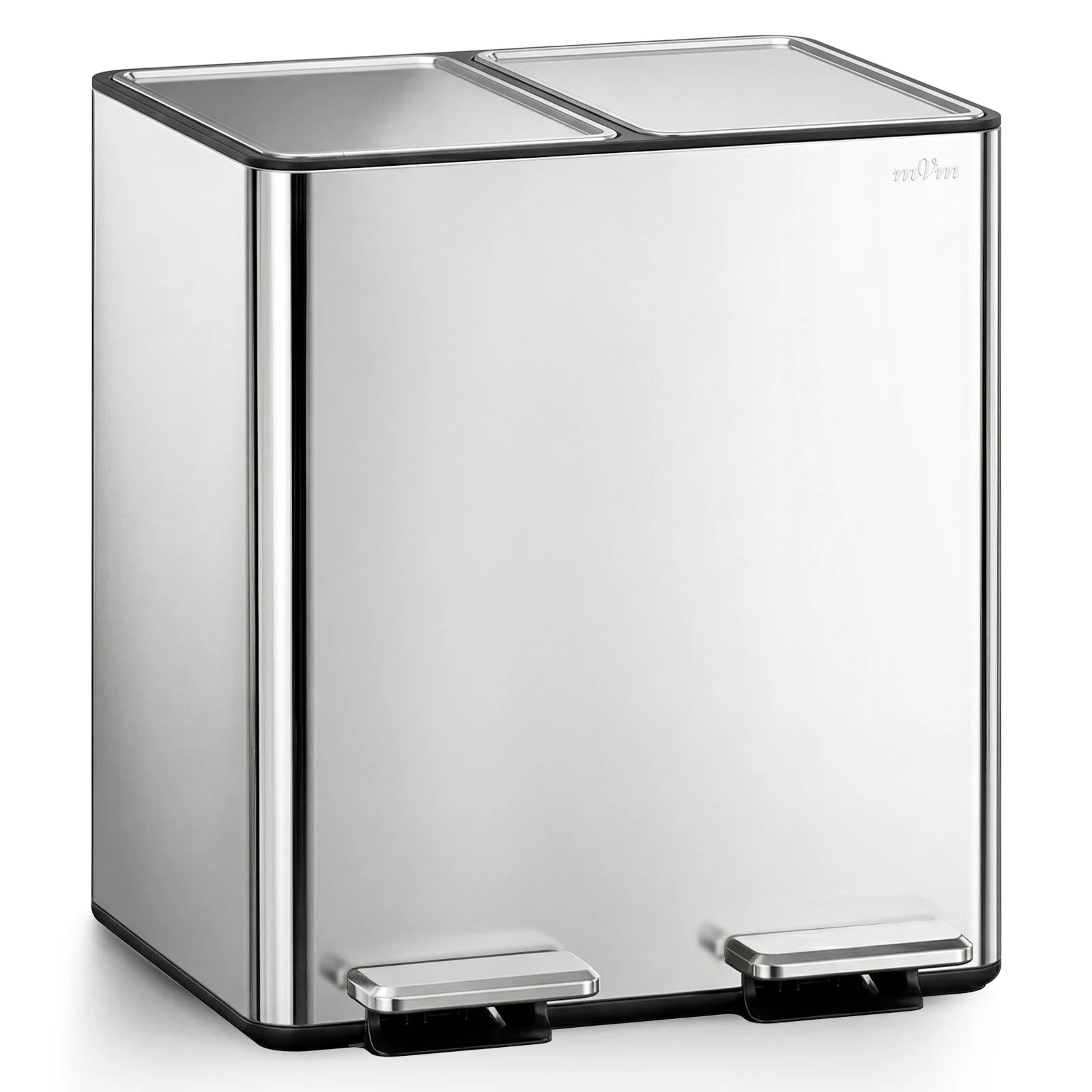 Trash Can Stainless 2 x 30L Kitchen Step Trash Bin for Recycling Waste Sorting Soft Close Lid Stainless lid